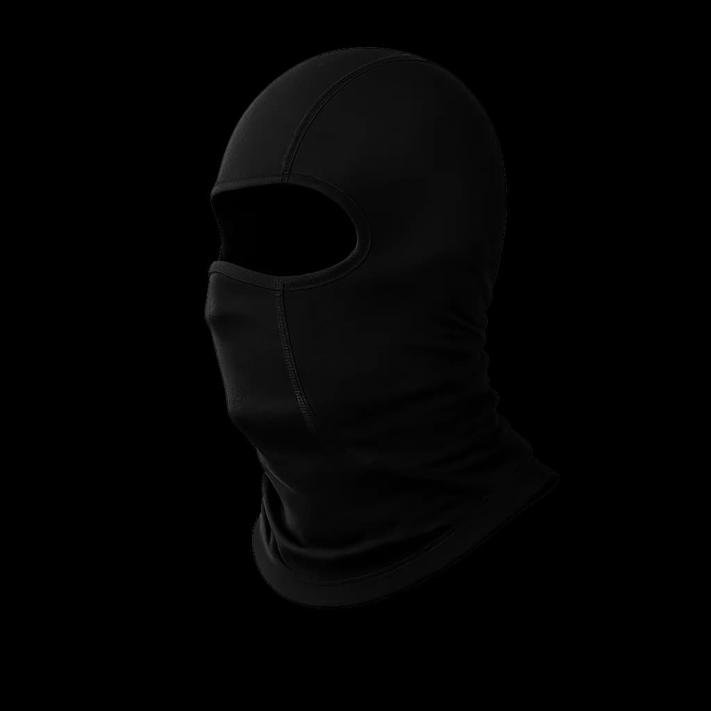 Full view of the black 66BHP performance cotton balaclava